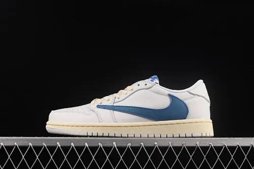 All categories Air Jordan Jordan series basketball shoes Air Jordan 1 Low Travis Scott x Air Jordan 1 Low AJ1 Joe 1 raw rubber white and blue inverted hook low-top cultural sneakers CQ3277-100